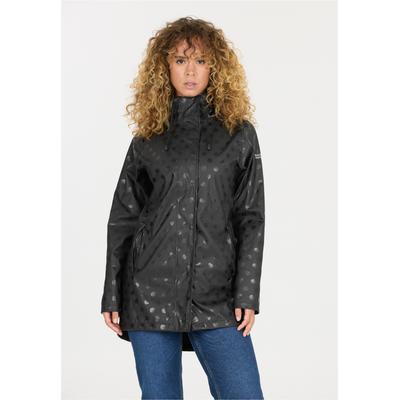 Regenjacke WEATHER REPORT "Sunrise", Damen, Gr. 40, schwarz, 100% Polyester, bedruckt, normal, hoch geschlossener Ausschnitt, Jacken Regenjacke, in wasserdichter Qualität