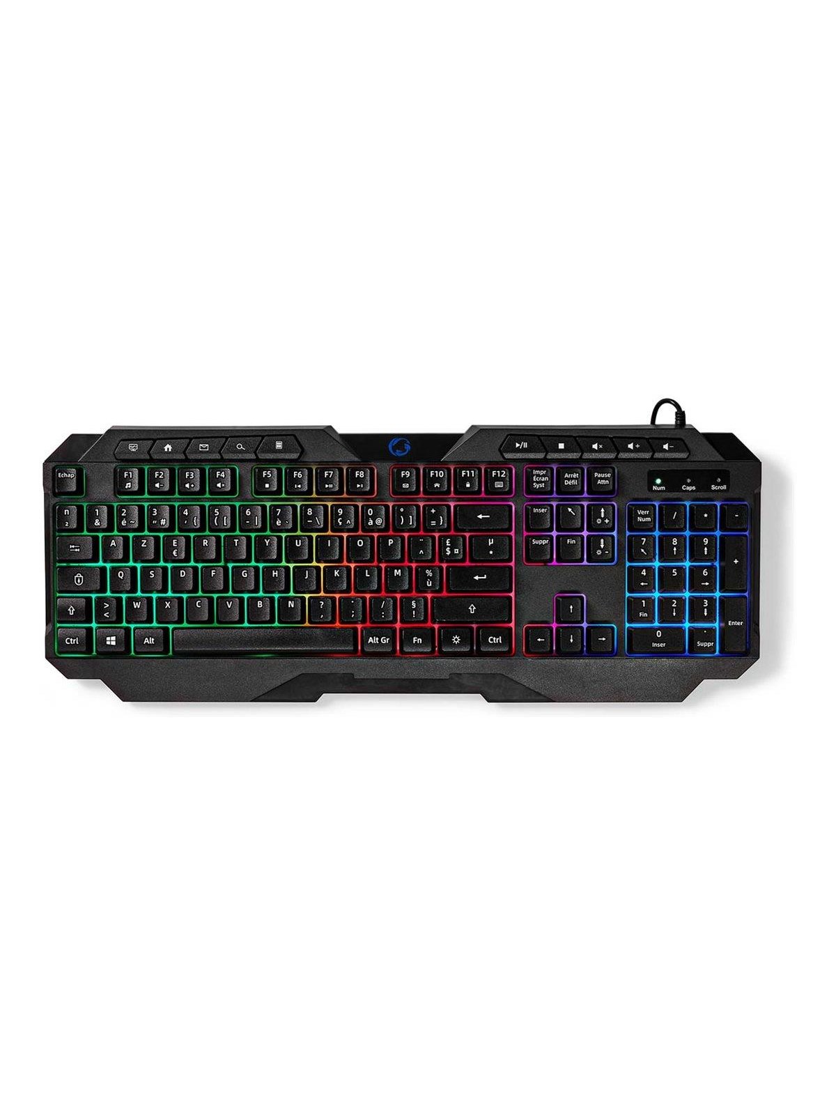 Nedis - keyboard - wired gaming - AZERTY - French - black - Gaming Tastatur - Französisch - Schwarz