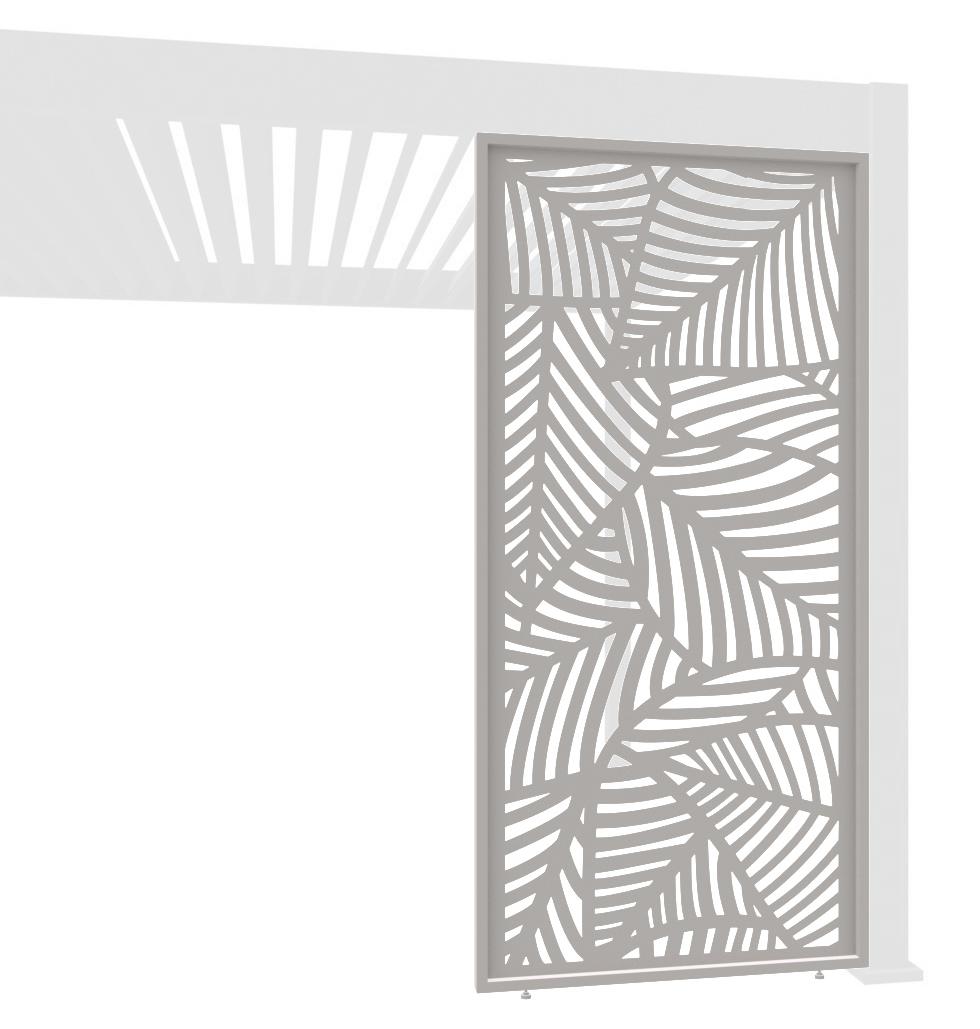 Weide Seitenwand Deko Wand für Pergola Blattdesign Aluminium Ivory Sand1.13 Meter
