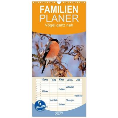 Familienplaner 2027 - Vögel ganz nah mit 5 Spalten (Wandkalender, 21 x 45 cm) CALVENDO
