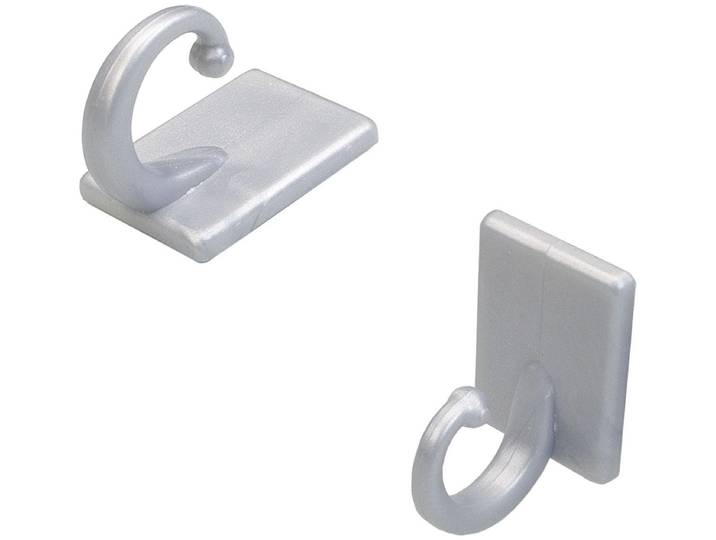 Raffhaken LIEDECO, silber (silberfarben, matt), Kunststoff, Raffhalter, Raffhaken, für leichte Vorhänge