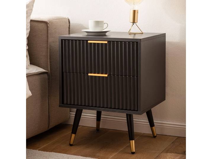 Nachttisch Aaren , mit Schubkästen , schwarz