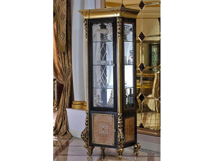 Xlmoebel Vitrine Eleganter Barock-Rokoko Wohnzimmerschrank mit Vitrinen-Design (Vitrine) Hergestellt in Europa
