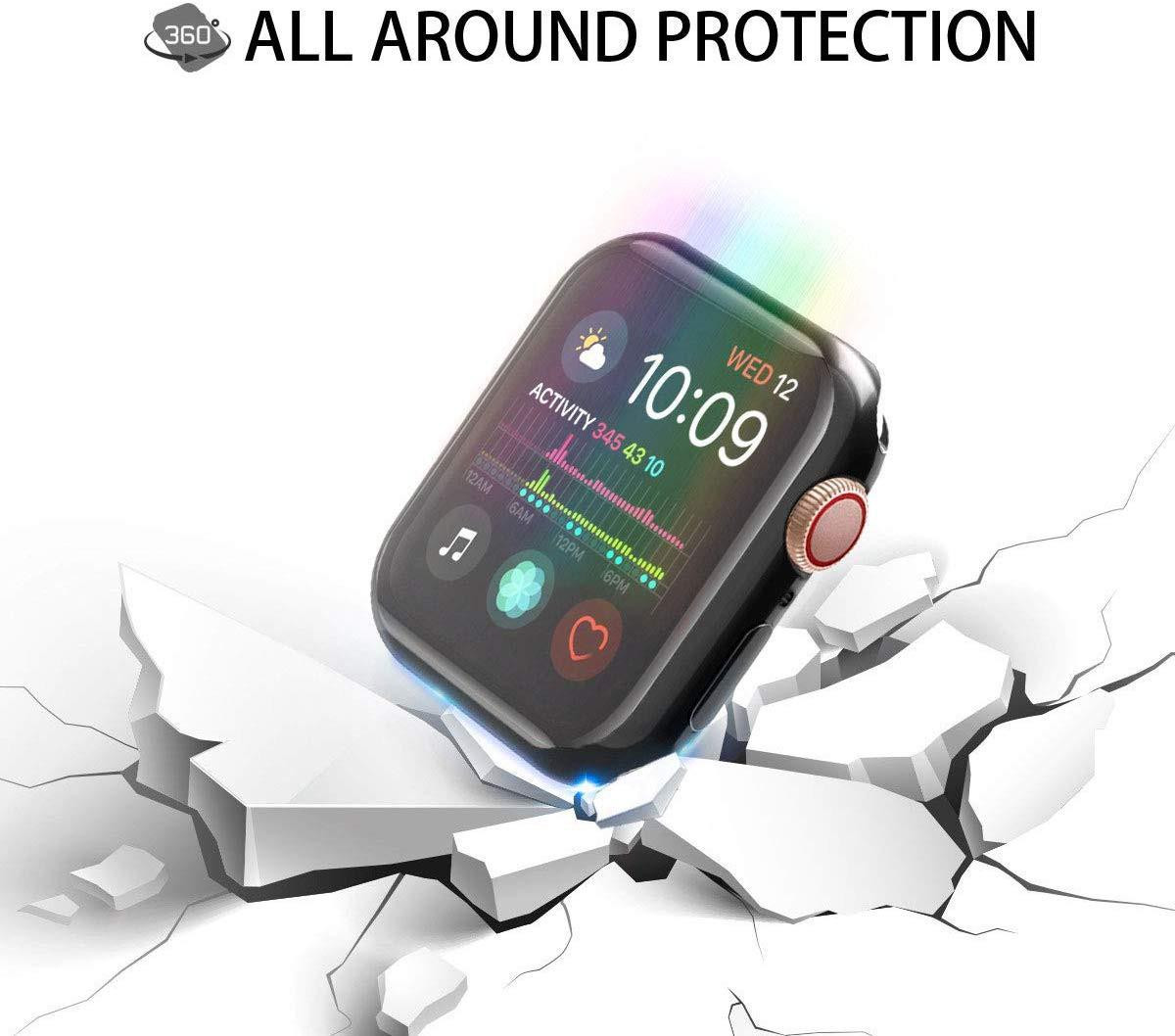 DrPhone Apple Watch 5/4 40mm TPU Siliconen Case – 360 Graden bescherming – Transparant Zwart