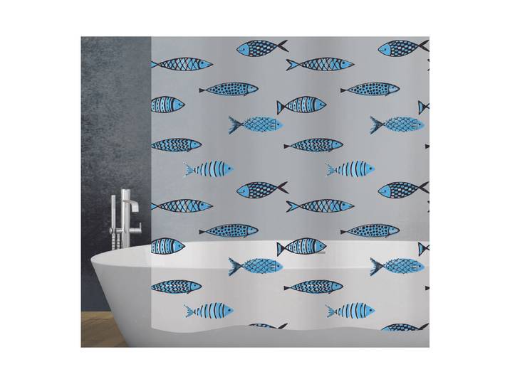 Qualité & Prix Duschvorhang Fish Blau 180 × 200 cm