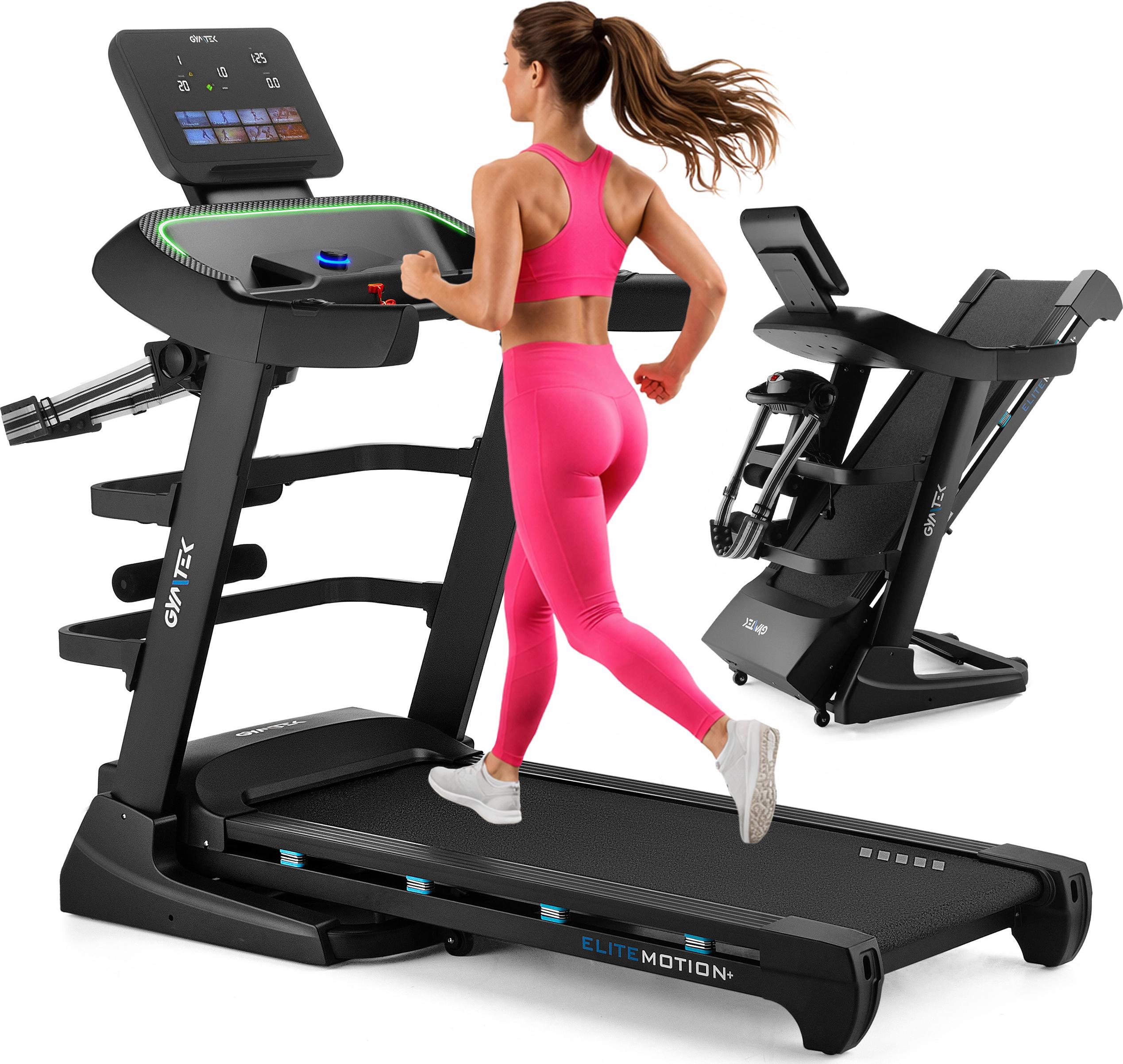 Gymtek XT550 Laufband mit Massagegürtel - Walking Pad - bis 20 km/h - Neigung bis 20% - 4.0-PS-Motor - 20 Trainingsprogramme - Klappbar - Bluetooth