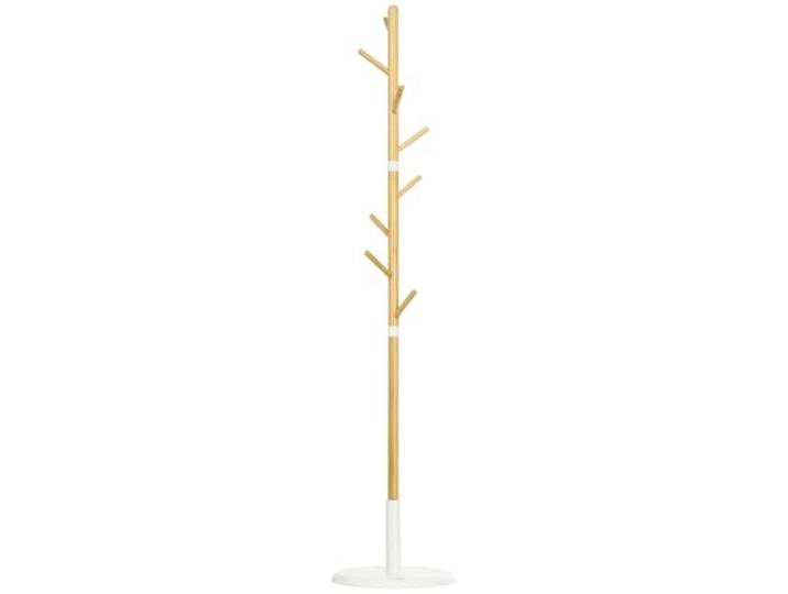 HOMCOM Portemanteau sur Pied Meuble d'Entrée 8 Patères 175\,6H cm Portant à Vêtements\, Vestiaire\, pour Vêtements Chapeaux\, Entrée Couloir\, en Bambou et Métal