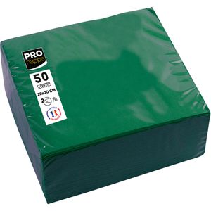 PROnappe Servietten SV622007I, tannengrün, 20 x 20 cm, 1/4-Falz, 2-lagig, 50 Stück
