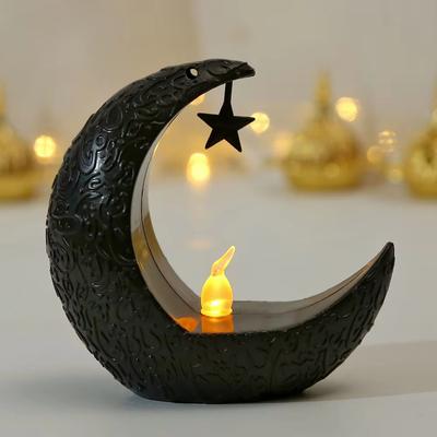 Youfap Market Islamic Ramadan Decoration Star Moon LED Candlestick Lamp For Eid Mubarak And Muslim Home Decor Gifts black