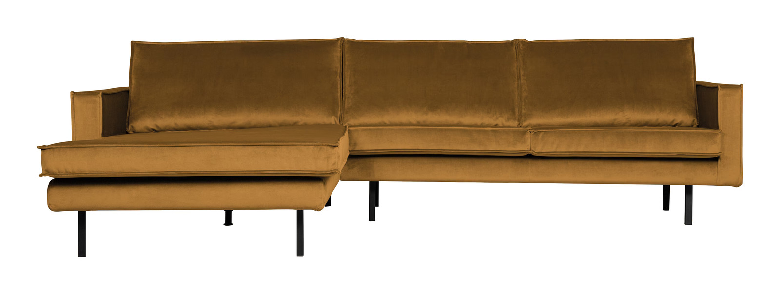 WOOOD Loungebank Rodeo Links, Velvet, Oker, L-vormig