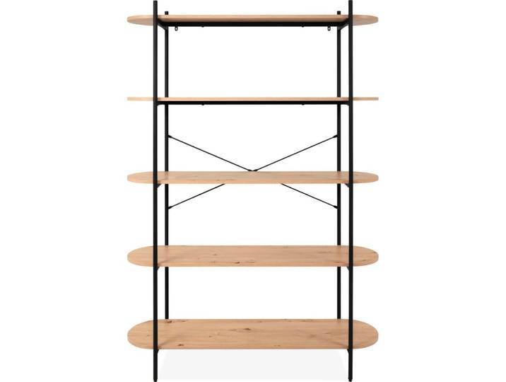 Etagère 5 niveaux noir et effet chêne 120 cm
