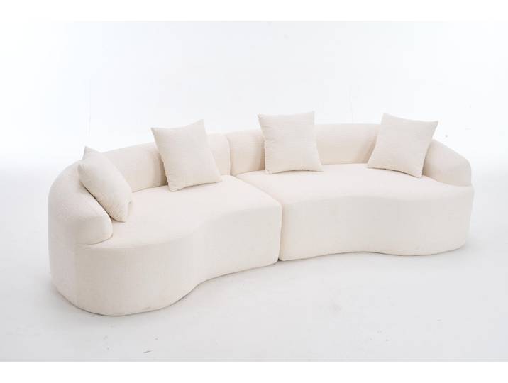 Canapé D'Angle Modulable En Chenille Grise\, 4 Places\, Design Moderne Et Courbé