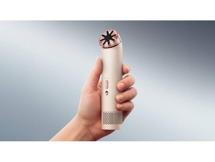 DYSON Handventilator HushJet Mini Cool , rosa (stone, blush), B:4cm H:18cm T:4cm, Ventilatoren, 360 drehbare bladeless Düse, leise, mobil, 5 Luftstufen, Boost-Modus, Handventilator