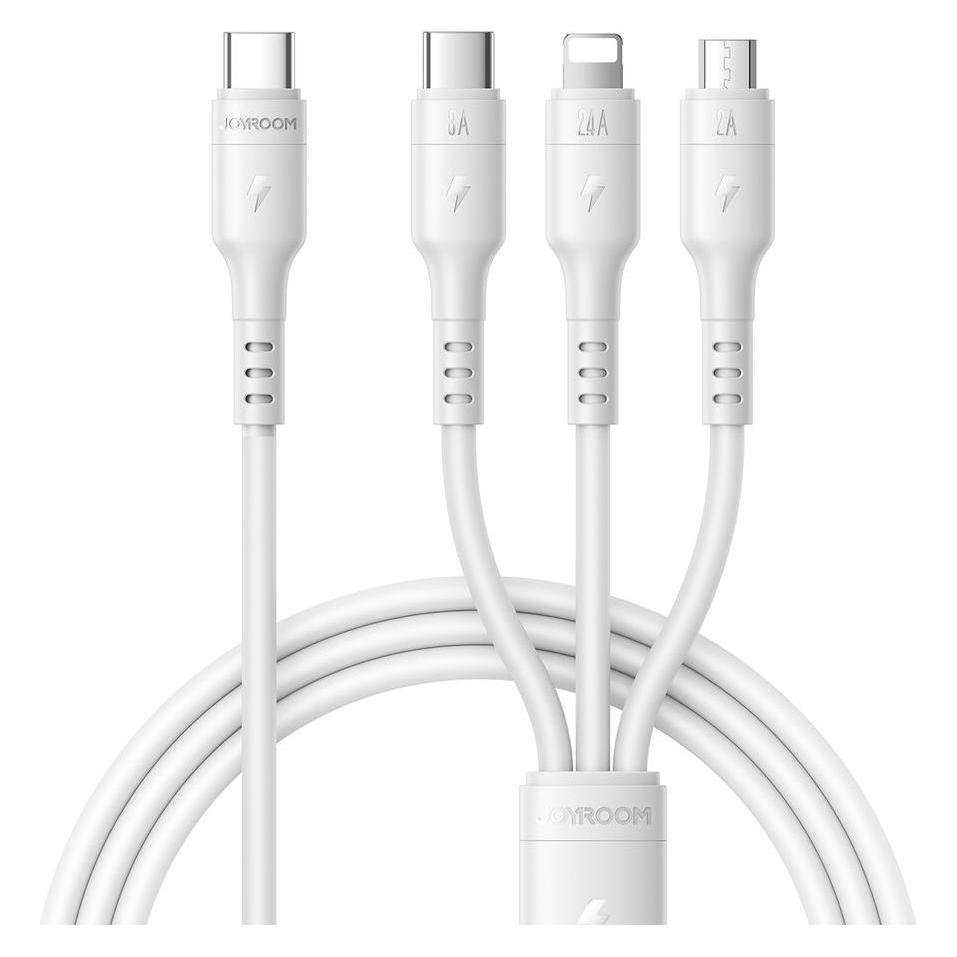 Joyroom S-A61 OmniGo Series 3-in-1 USB-C Charging Cable USB-C/Lightning/Micro - White (1.20 m) (S-A61-1T3C-W)