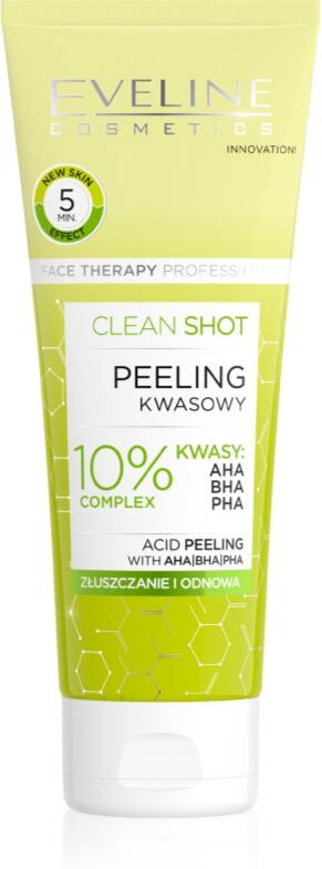Eveline Cosmetics Clean Shot 10% Complex of AHA, BHA and PHA gentle scrub to treat skin imperfections 75 ml
