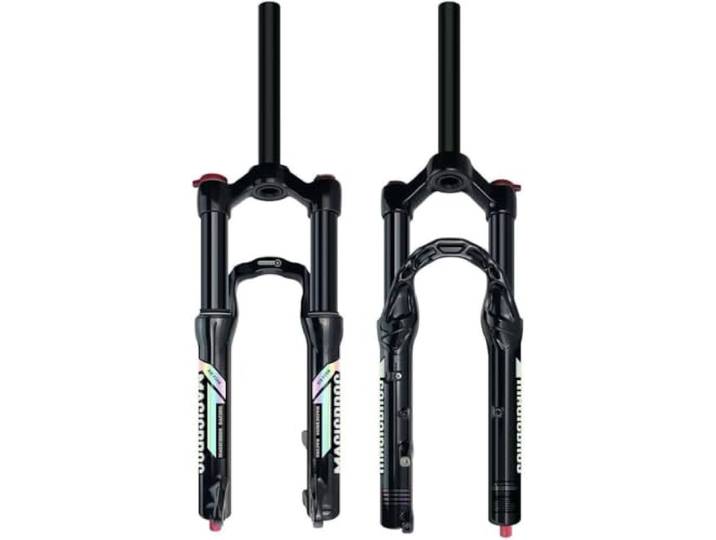 CUCKQUIC Mountainbike-Luftfedergabel 20 x 24 Zoll, Kinderfahrrad-Federgabel 90/120 mm Federweg, Fahrrad-Federgabel 1 1/8 Zoll Steckachse 15 x 100 mm, Vorderrad-Gabel-Zugstufeneinstellung QR,24in