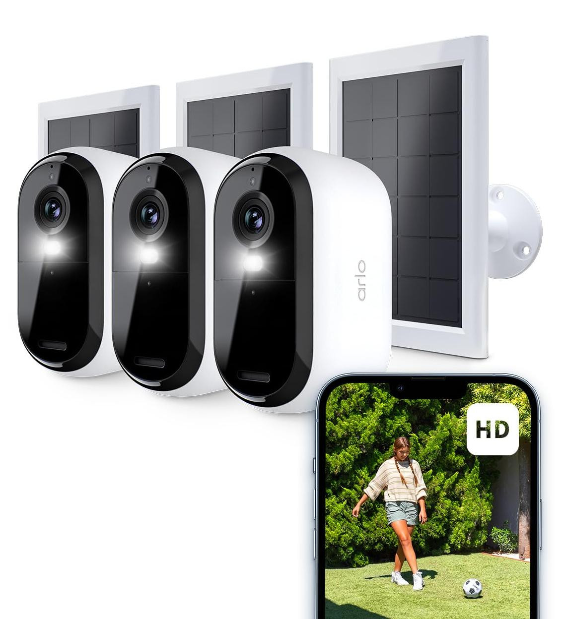Arlo Essential VMK2350 Beveiligings-IP-camera, Draadloos voor Buiten, Wit, Bolvormig