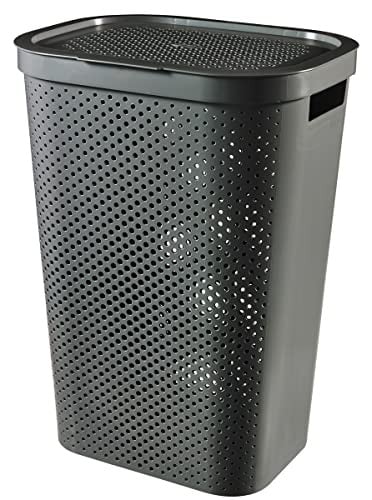 Curver Infinity Dots Wasmand 60 L Antraciet Grijs B/D/H: 43.7 x 35.1 x 60.2 cm