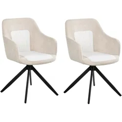 ESSZIMMERSTUHL 2er Set drehbar Stoff Hellbeige Likely