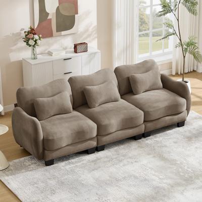 Loedds 70.8-inch 2-Seat Modern Chenille Loveseat Sofa with Curved Arms, Pillows and High-Density Foam for Living Room