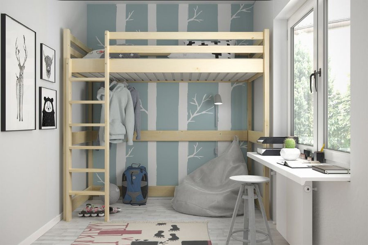 Rockwood Hoogslaper Brecht Naturel met bureau voor kinderen