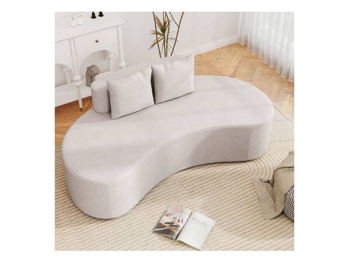 COSTWAY Sofa, für 3 Sitzer gebogenes Polstersofa mit 2 Kissen 199 cm
