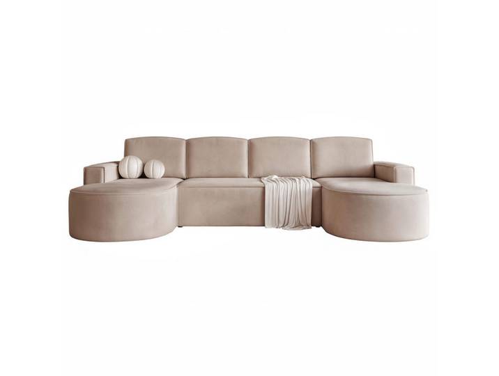 Idohome Wohnlandschaft U-Form mit Schlaffunktion, Braun, Kunststoff, Füllung: Schaumstoff, U-Form,L-Form, 316x88x157 cm, Wohnzimmer, Sofas & Couches, Wohnlandschaften, Wohnlandschaften in U-Form