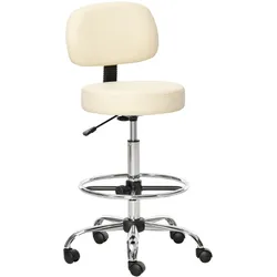 BARHOCKER Drehstuhl Höheverstellbarer Barstuhl mit Lehne aus Kunstleder-Leder