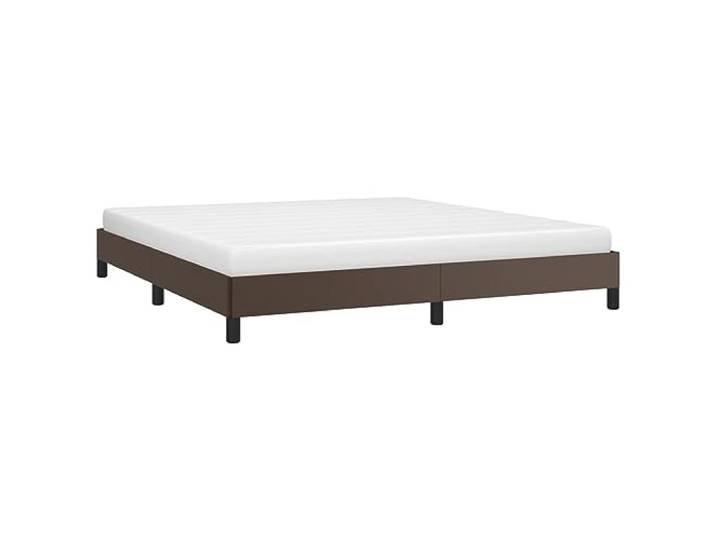 KTHLBRH Bettgestell aus Kunstleder, braun, 180 x 200 cm Robuste Beine, Lattenrost inklusive, pflegeleicht, Doppelbettgestell