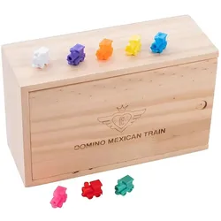 Longfield Domino Dubbel 12 Zahlen Mexican train in Holzkiste (2 - 8 Spieler)