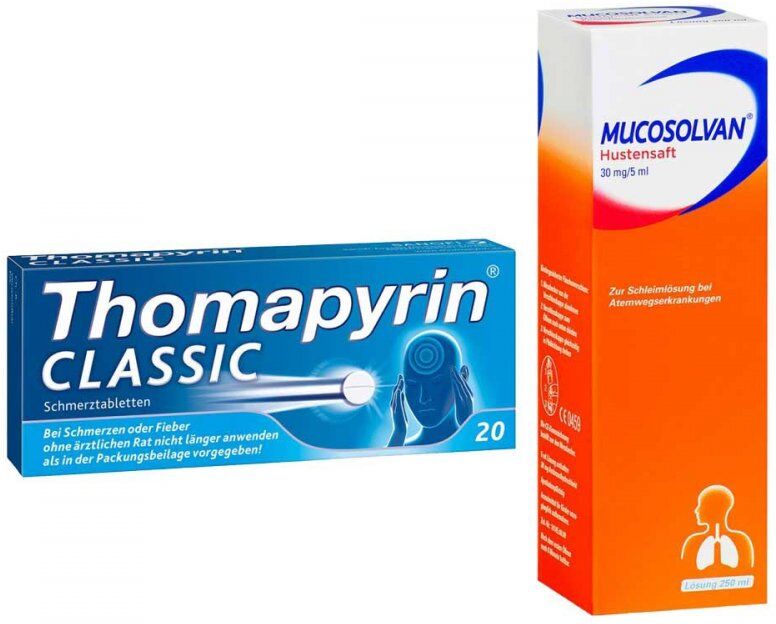 Aktionspaket - Mucosolvan Hustensaft und Thomapyrin CLASSIC 1Pck