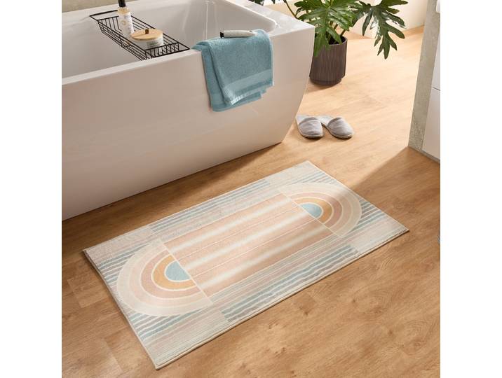Badematte GINO FALCONE Ariella GF-143 , bunt (multi pastell), H:7mm, Polyester, Badematten, Badematte, Badteppich, bedruckt, modernes Design, weich & kuschelig