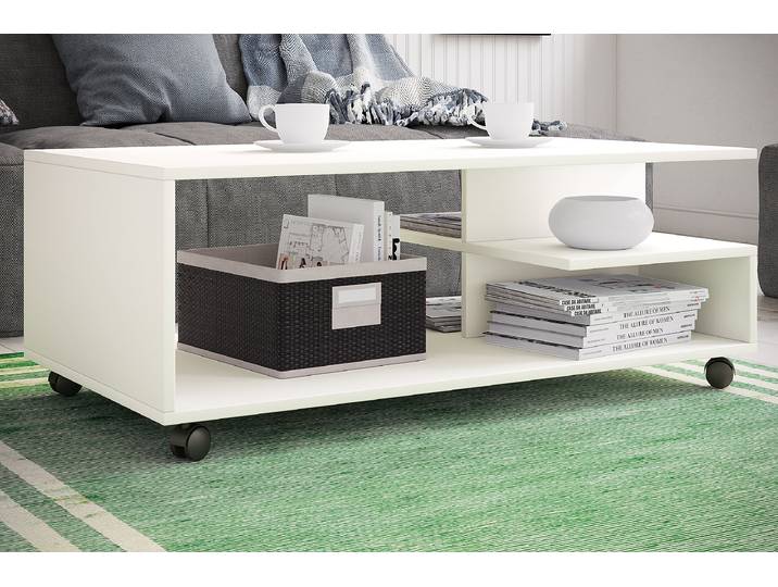 Table basse Stango XL 100 x 40 x 50cm Blanc/Blanc
