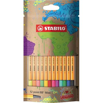 STABILO Fineliner - point 88 Mini - & my design Edition - 12er Pack - mit 12 verschiedenen Farben