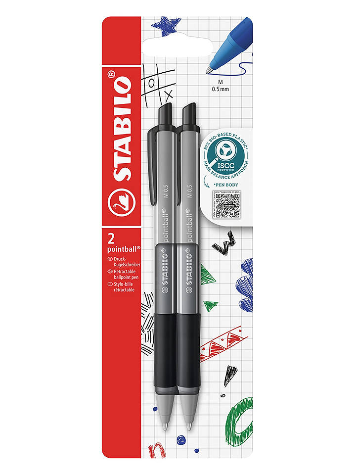 STABILO 4er-Set: Druck-Kugelschreiber in Dunkelgrau - 2 x 2 Stück - onesize