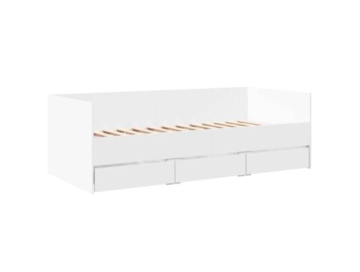 KTHLBRH Weißes Schlafsofa mit 3 Schubladen, 75 x 190 cm Mehrschichtiges Holz, solide Struktur, inklusive Lattenrost, für Wohnzimmer und Schlafzimmer