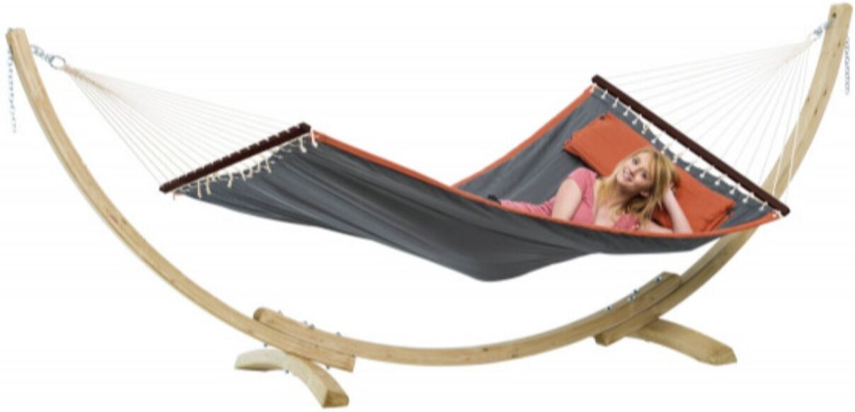 Set hamac American Dream XL gris Amazonas + support Apollo en bois