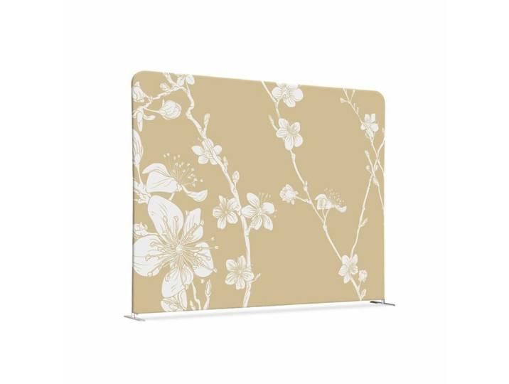 Showdown Displays Paravent 150-150 Doppel Abstrakte Japanische Kirschblüte - Beige Silberner Rahm (1 St)