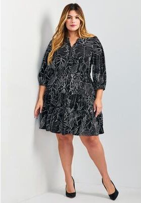 Plus Size Women's Tessa Tiered Dress by Avenue in Sketch Floral (Size 18)