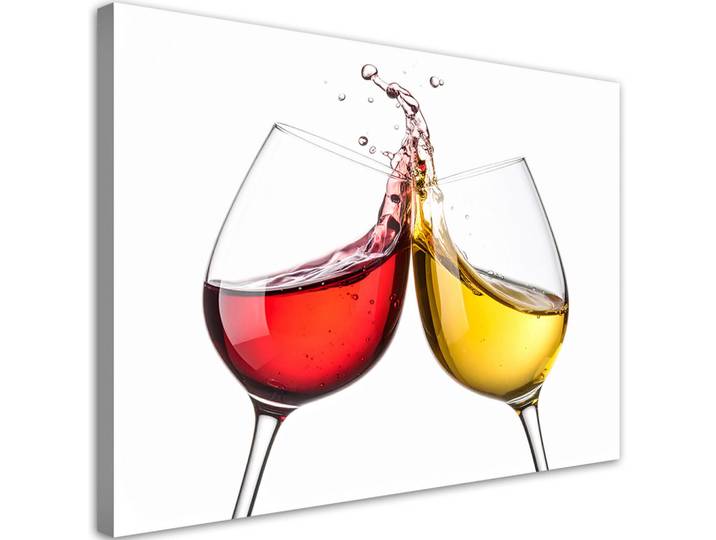 Feeby Leinwandbild Weißer und roter Wein 90x60cm, Mehrfarbig, Essen/Getränk, Rechteckig, 90x60 cm, Bilder & Rahmen, Bilder, Leinwandbilder