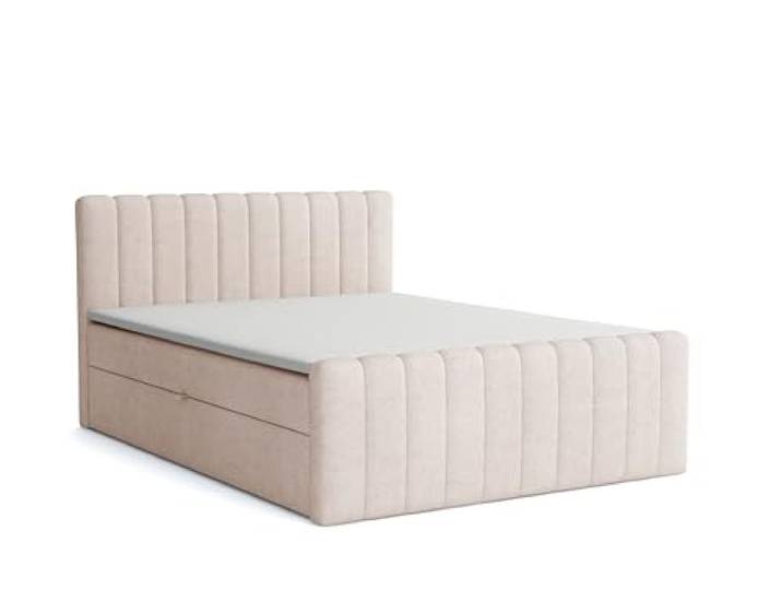 Generisch Boxspringbett Aster mit Bettkasten 120x200cm, Polsterbett mit Bonellmatratze Topper Doppelbett mit Stauraum gepolstertes Kopfteil, Doppelbett Schlafzimmer Härtegrad H3, Aston 1 - beige