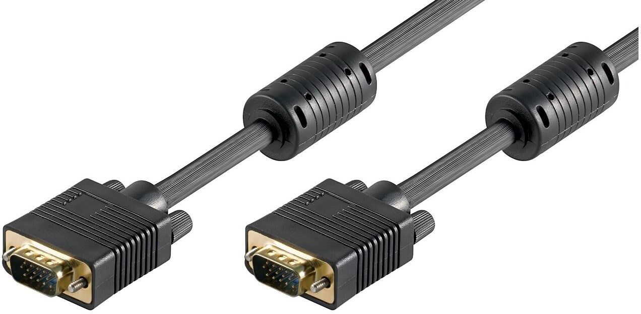 Microconnect Full HD SVGA VGA (HD15) Cable Male to Male with Ferrite Cores Black - 3m