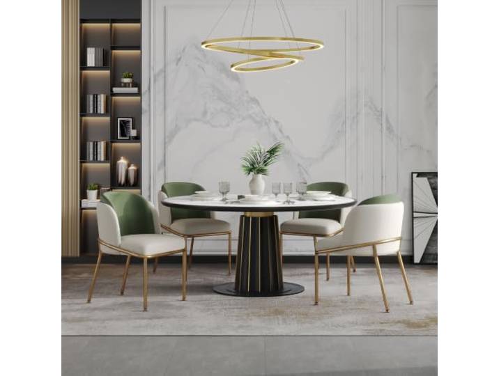 DUlVBPE 4 St Moderner Stuhl mit Schrägstuhlbein und Verstellbare Füße, Ideal für Wohnzimmer, Offene Bürofläche, Esszimmer (Grün+Golden)