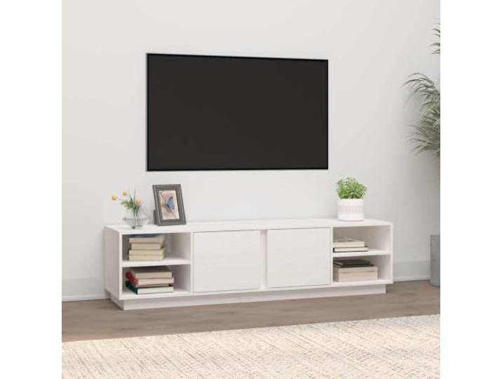 HEFZGDB TV-Schrank Weiß 156x40x40 cm Massivholz Kiefer mit 6 Fächern und 2 Türen - Stauraum Lösung Wohnzimmer Möbel