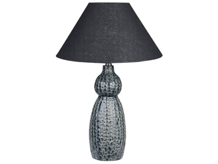 Beliani Tischlampe mit Keramiksockel Raumbeleuchtung Schwarz Lampenschirm Dunkelblau und Schwarz Matina
