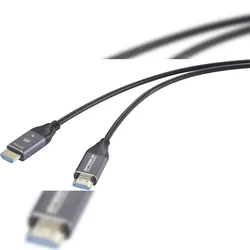 SpeaKa Professional HDMI / Glasfaser Anschlusskabel HDMI-A Stecker, HDMI-A Stecker 100 m Schwarz SP-