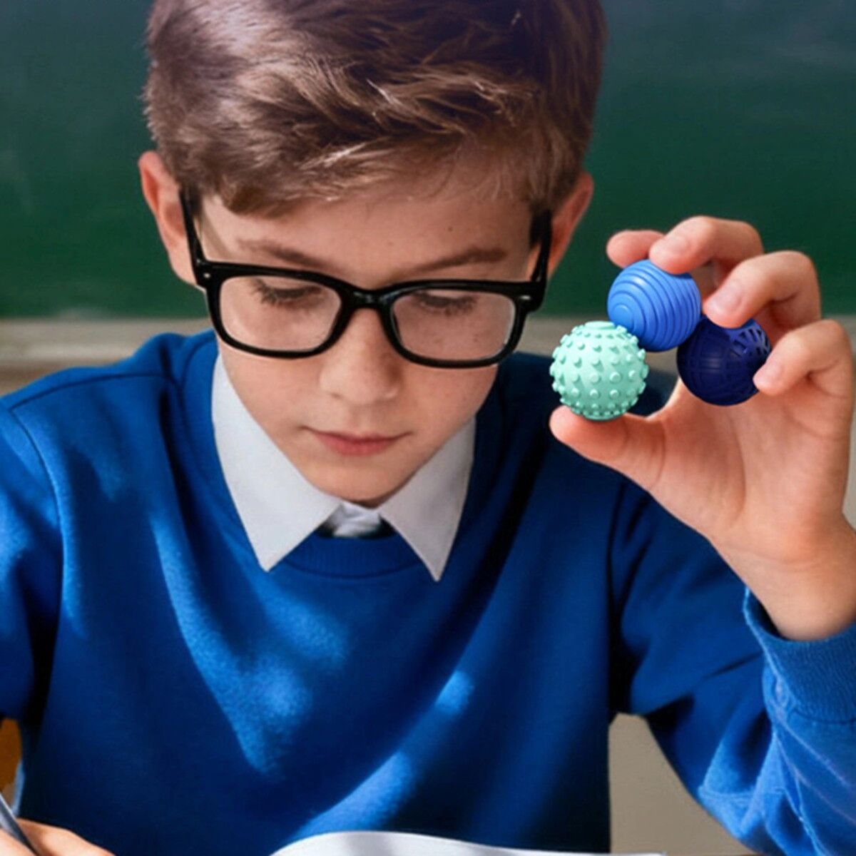 INF Magnetische Sensorik-Bälle 8er-Pack – Strukturierte Fidget-Kugeln mit Neodym-Magneten, verschleißbeständiges PVC, tragbar Blau