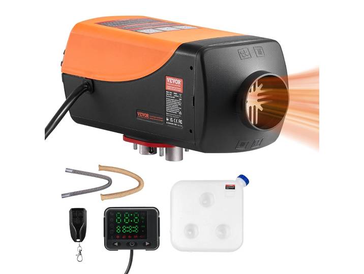 VEVOR Chauffage Diesel 12-24V 5-8KW\, Réchauffeur d'Air Diesel Consommation 0\,18-0\,37 L/h\, 8-36 ℃ Réglable\, avec Télécommande\, Écran Numérique et Réservoir de Carburant 10 L\, pour Camion Bateau