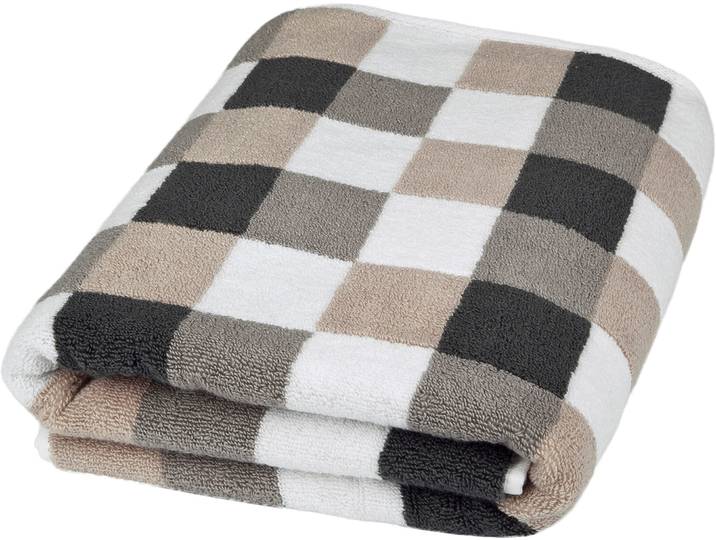 Duschtuch ROSS Würfelfond , braun (anthrazit, flanell, cappuccino, weiß), B:75cm L:140cm, Frottier, Baumwolle, Handtücher, Duschtuch, 100% Baumwolle