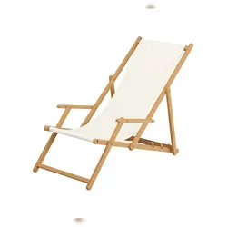 Erst-Holz Deckchair weiß Liegestuhl Kissen klappbare Sonnenliege Gartenliege Holz Gartenmöbel 10-303NKH